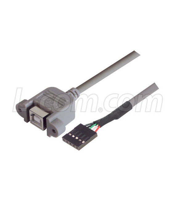 USB Type B Adapter, Female Bulkhead/Female Header 0.75M