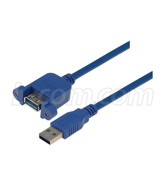 USB 3.0 Type A Female Bulkhead/Type A Male, 1.0m