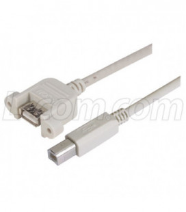 USB Type A Coupler, Female Bulkhead/Type B Male, 3.0m