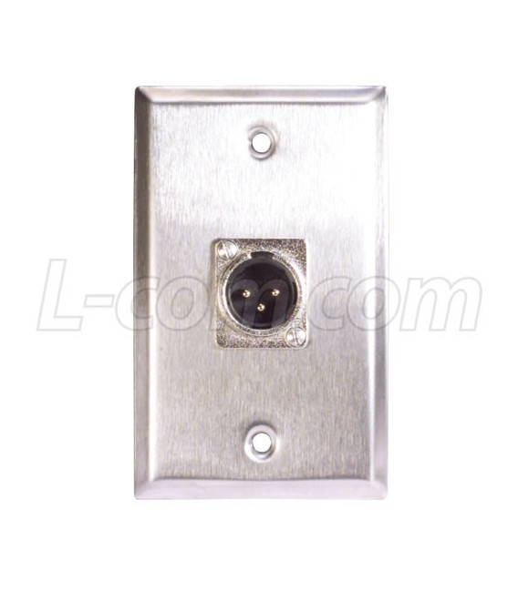 Stainless Steel Wall Plate, One XLR Male Solder Style Connector