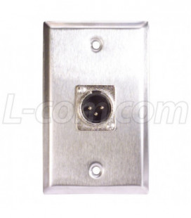 Stainless Steel Wall Plate, One XLR Male Solder Style Connector