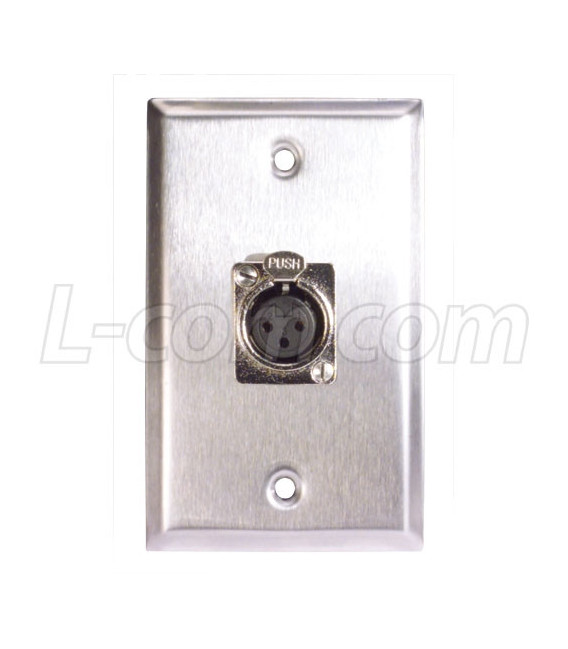 Stainless Steel Wall Plate, One XLR Female Solder Style Connector