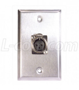 Stainless Steel Wall Plate, One XLR Female Solder Style Connector