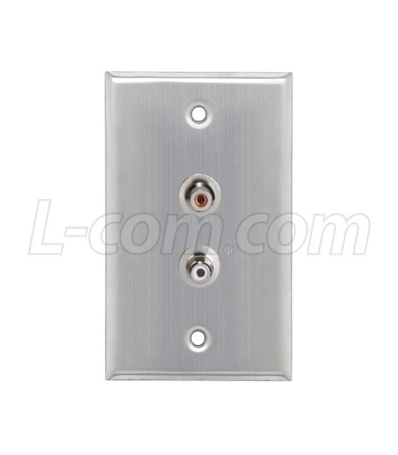 Stainless Steel Wall Plate, Two RCA Female/Female Couplers