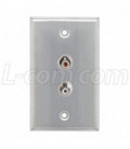 Stainless Steel Wall Plate, Two RCA Female/Female Couplers