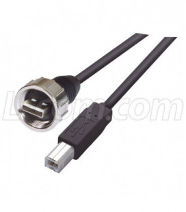 USB Cable, Shielded Waterproof Type A Male - Standard Type B Male, 2.0m
