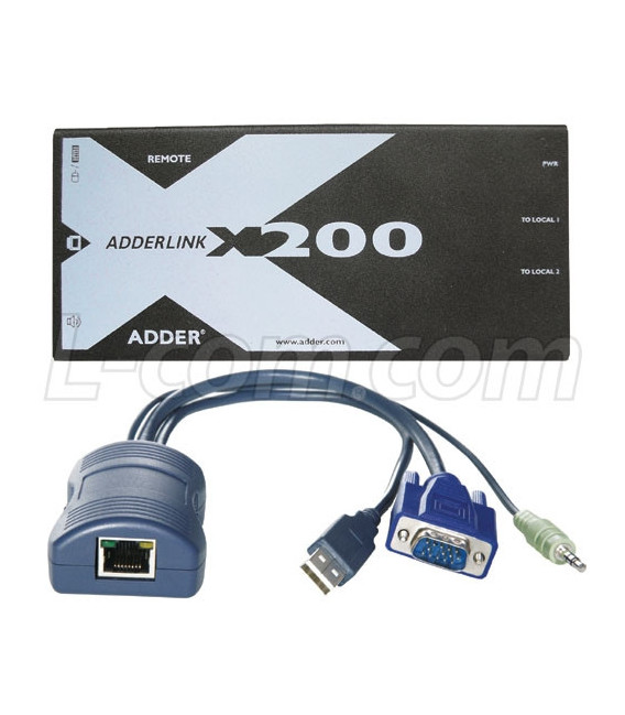 AdderLink X-200 Series Extender Pair, USB CAM, Audio, No Deskew 100m (330ft)