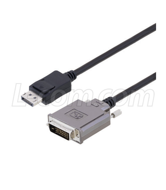 DVI w/Metal Shell Male to DisplayPort LSZH Cable 5 feet