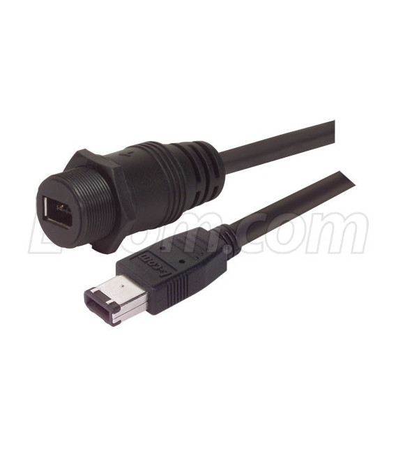 IP67 IEEE 1394 6 Position Cable, IP67 Female/Male, 2.0M