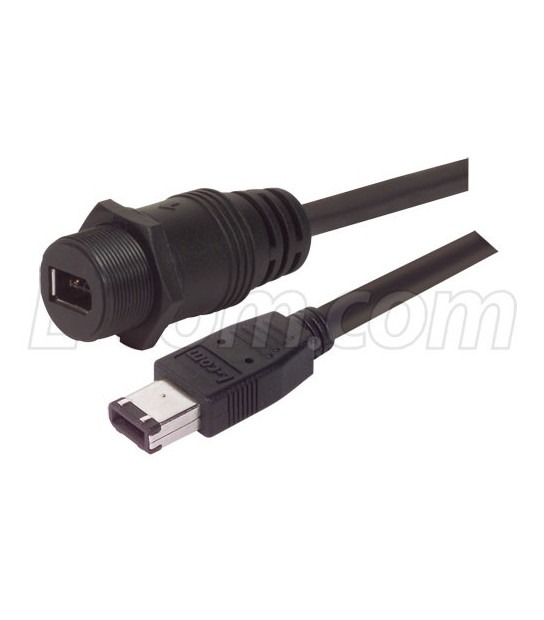 L-COM IEEE 1394 6 Position Cable, IP67 Female/Male,