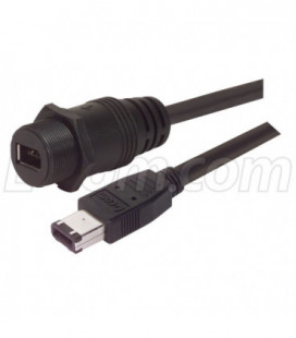 IP67 IEEE 1394 6 Position Cable, IP67 Female/Male, 0.5M