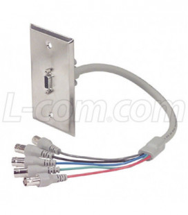 Wallplate Assembly HD15 Female to (5) BNC Female Pigtail