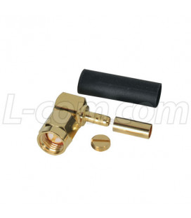 SMA Male Crimp, Right Angle for RG174, 188, 316 Cable (Gold)